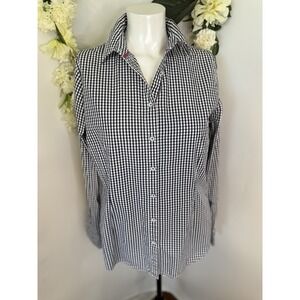 Vintage Brooks Brothers Women's Black White Checkered Button Up Shirt Size 8 EUC